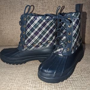 Sperry top sider. plaid duck boots, sz 6